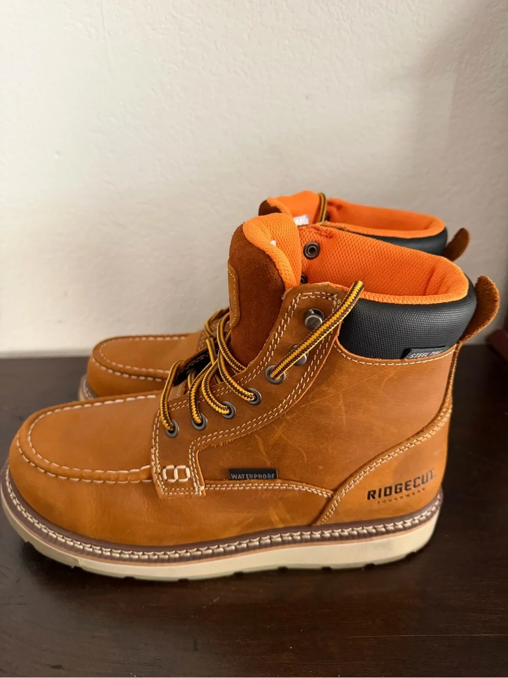 RidgeCut Men's Brown Work Boots - Lace-Up Ankle Support